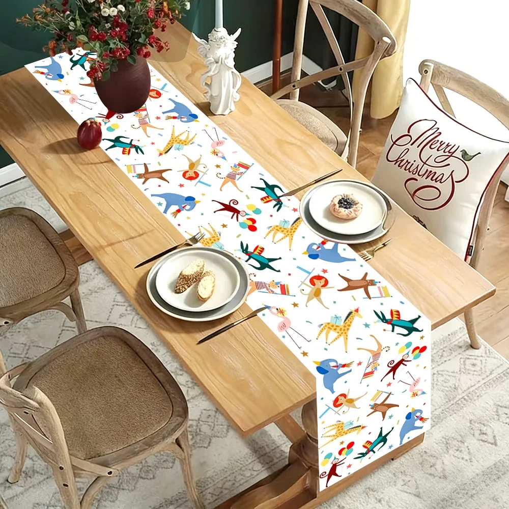 Animal Circus Table Runner, All-Season Versatile, Kitchen Dining & Party Table Runner