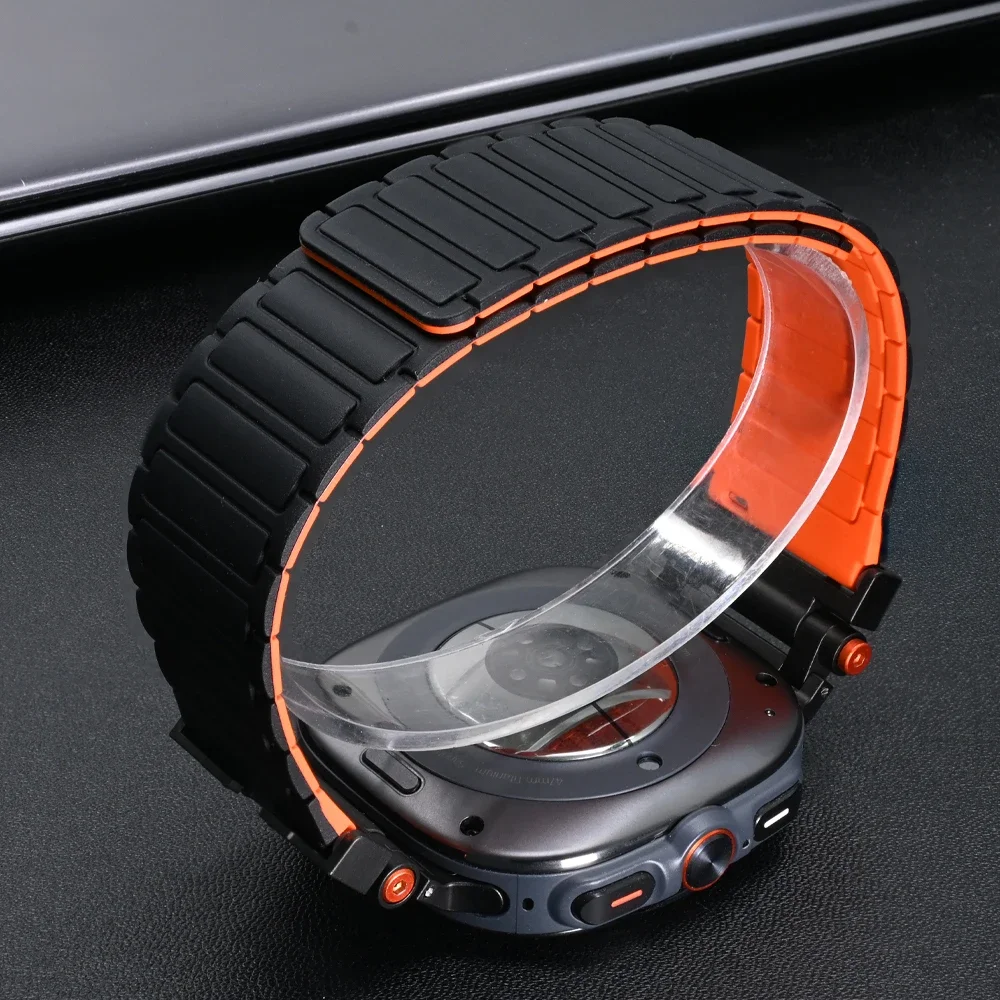 สายนาฬิกาซิลิโคนแม่เหล็กสำหรับ Samsung Galaxy Watch ultra 47mm สุดหรูสำหรับผู้ชายสายนาฬิกาสำหรับ Galaxy 47mm