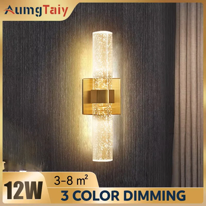 Modern 24W Mirror Light Wall Lamps Indoor Fixtures Bubble Crystal Wall Sconces for Bathroom Bedroom Hallway Corridor