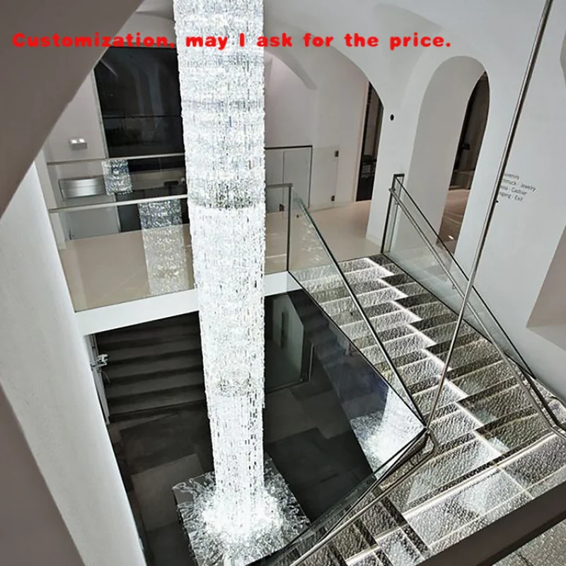 

на заказ.Индивидуальное освещение Лобби отеля Большая длинная современная светодиодная лестничная люстра