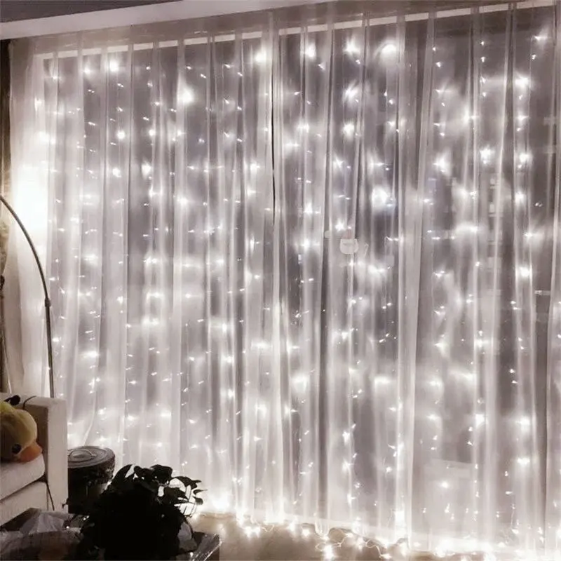 6/4/3M USB Curtain String Lights 8 modalità Fairy Light Christmas Garland Light Party Wedding Bedroom Home Holiday Decoration