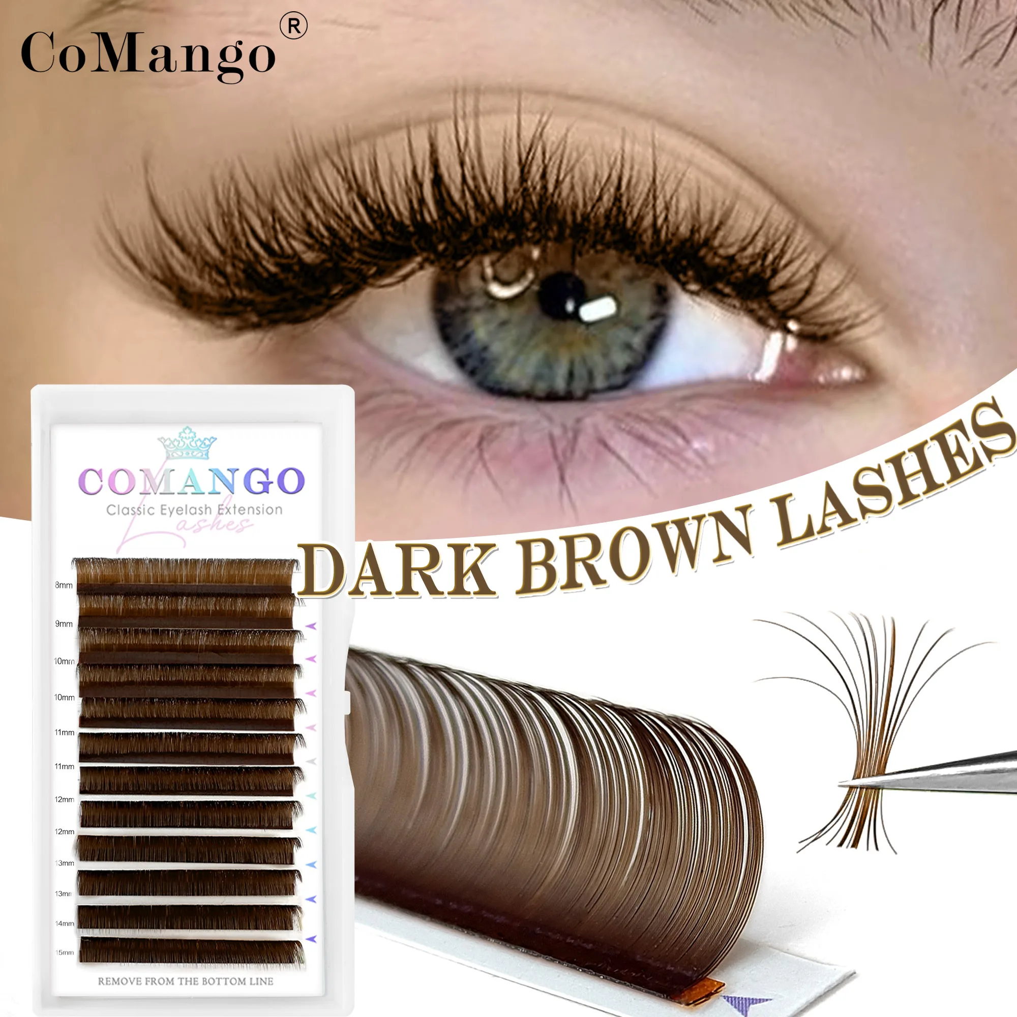 New High Retention Dark Brown Eyelash Color Eyelash Extensions Individual Blister Soft Silk False Mink Wholesale Bulk Lashes