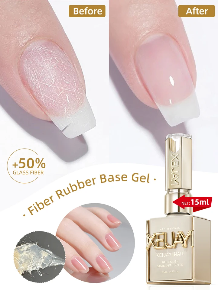 1 pieza 15ml gel base de goma fibra para uñas starter puro remojable sin limpieza esmalte gel para uñas adecuado para manicura casera DIY 4