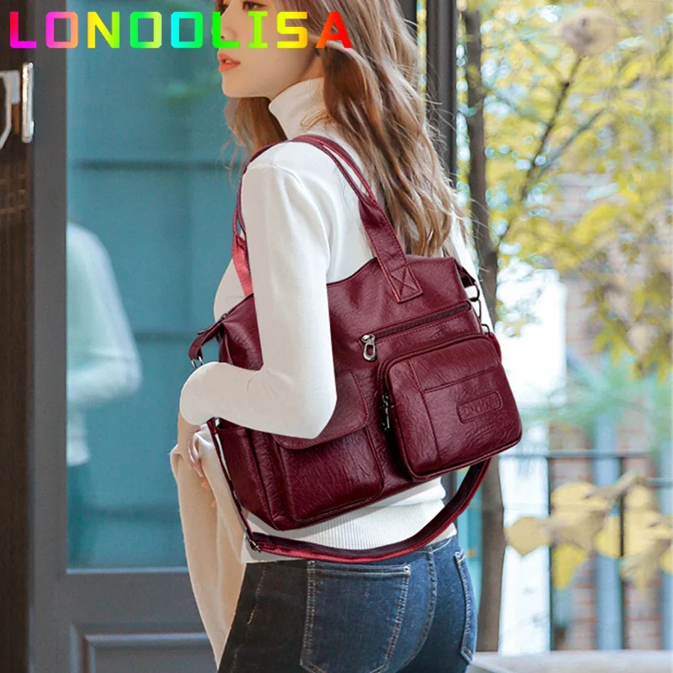 Bolsa de ombro estilo vintage para mulheres, couro PU, bolsa casual grande luxuosa, bolsa mensageiro simples na moda, saco tiracolo grande