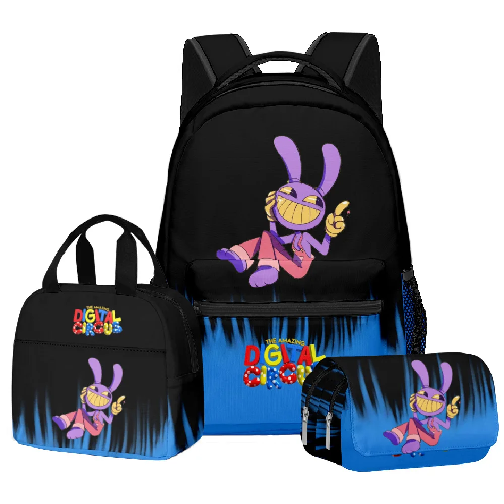 Cartoon Popular The Amazing Digital Circus 3D Print 3pcs/Set Student School Bags Laptop Daypack Backpack Lunch bag Pencil Case