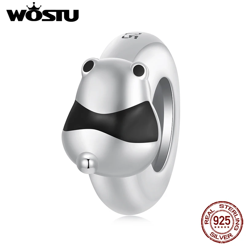 WOSTU 925 Sterling Silver Basic Silicone Stopper Bead Cat Panda Pet Paw ladybug Flower Charm Fit DIY Bracelet Necklace Wholesale