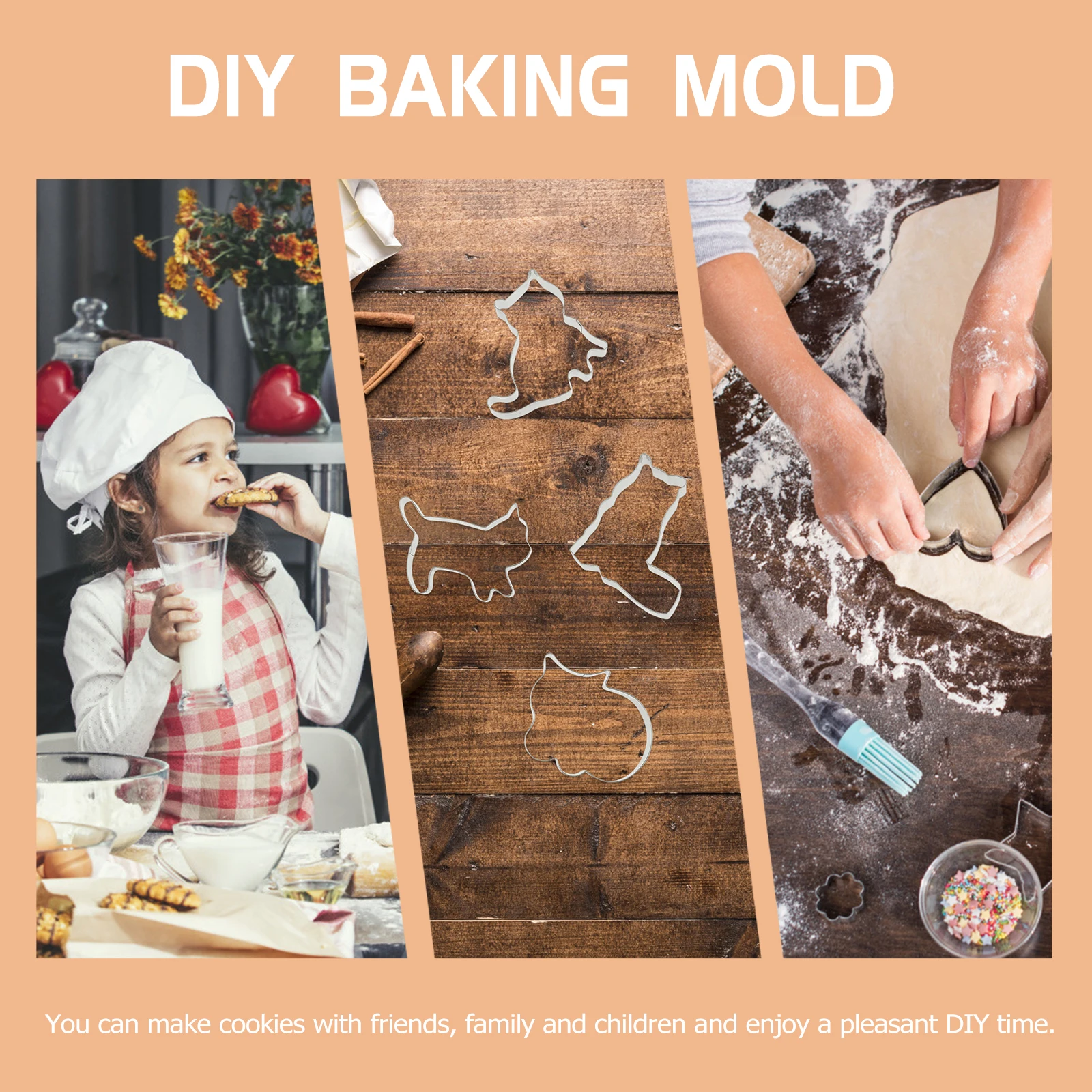 

8pcs Cat Cookie Stainless Steel Baking Mold Funny Kitten Shape DIY Tool For Sandwich Cake Chocolate Decorations Kitchen