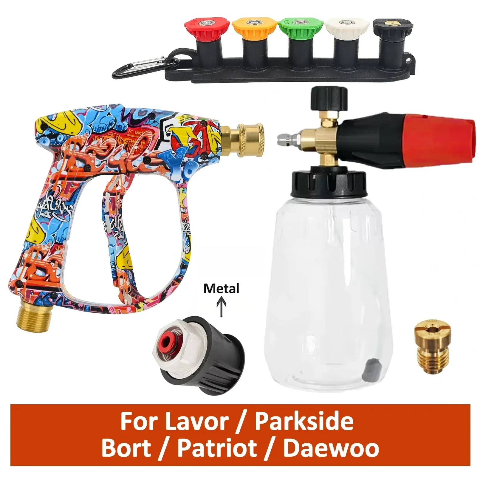 Karcher K2/Parkside/Lavor/Nifisk/Bosch Sneeuwschuimkanonset - Hogedrukreinigerpistool met 1/4" snelkoppeling voor autowassen