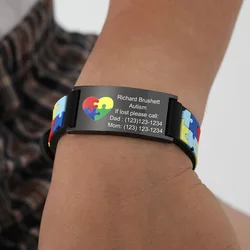 Free Personalized Autism Medical Alert ID Bracelet For Child Kids, 0-7 Years Custom Anti-lost Bracelet Silcone Wristband
