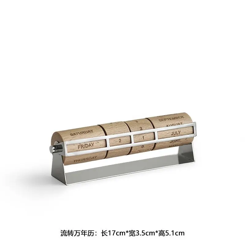 

Wooden rotating perpetual calendar desktop decoration