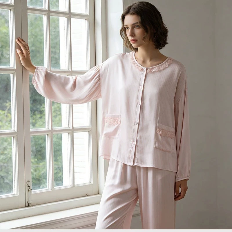 

Princess Sleepwear Cotton Home Suit For Woman Pajamas 2026 Spring Autumn Long Sleeve Loungewear Sets Woman Night Wear