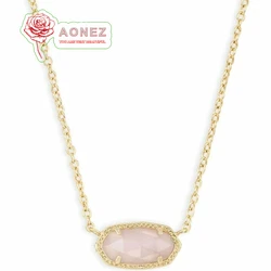 AONEZ Women's Long Pendant Necklace with Gold Plated Emerald - Fashion Jewelry for Women