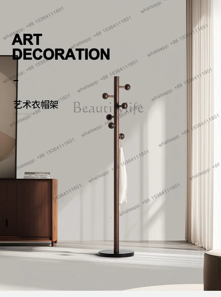 YJ Space Saving Vertical Hanger Stand North American Black Walnut Coat Rack Home Entry Living Bedroom Furniture