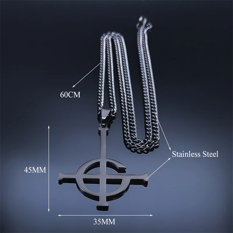 Ghost BC Nameless Anhänger Halskette für Frauen Männer Edelstahl Schwarz Ghoul Band Papa Emeritus Symbol Kette Schmuck N643S06 – Detail 3