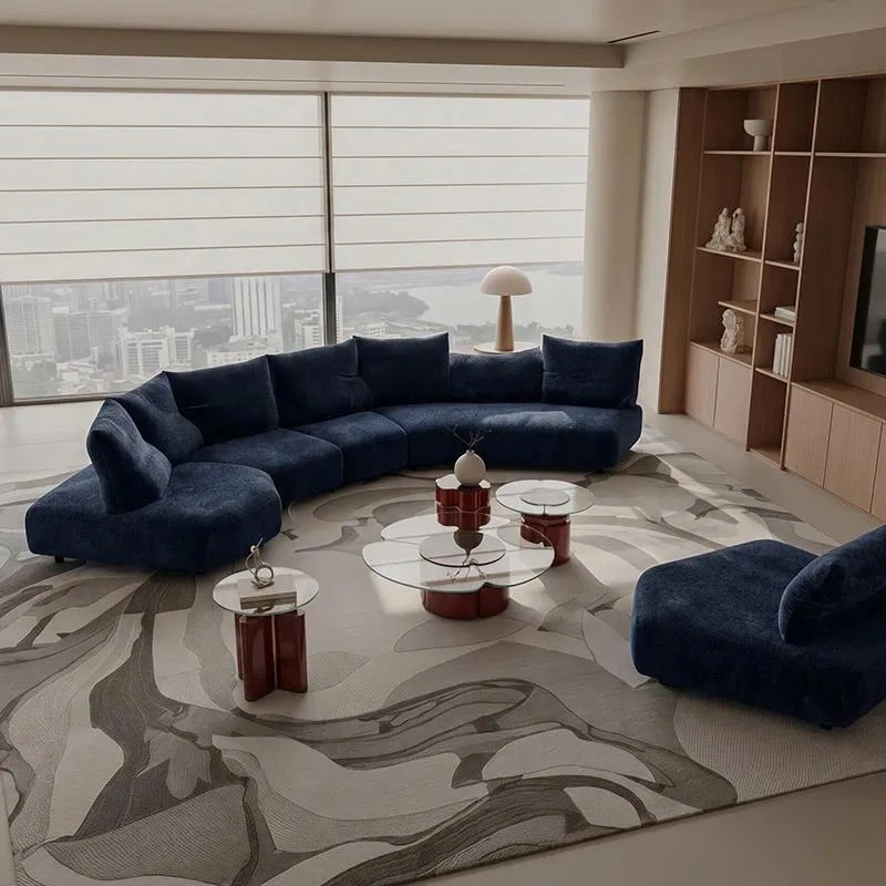 Minimalist villa style unbounded petal sofa fabric large flat curved backrest activity adjustment