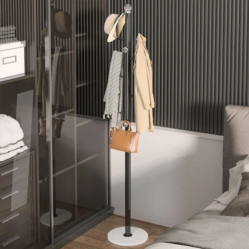 Light Luxury Floor Standing Coat Rack, Modern and Simple Vertical Hanger, Home Bedroom Living Room Crystal Ball Hanger