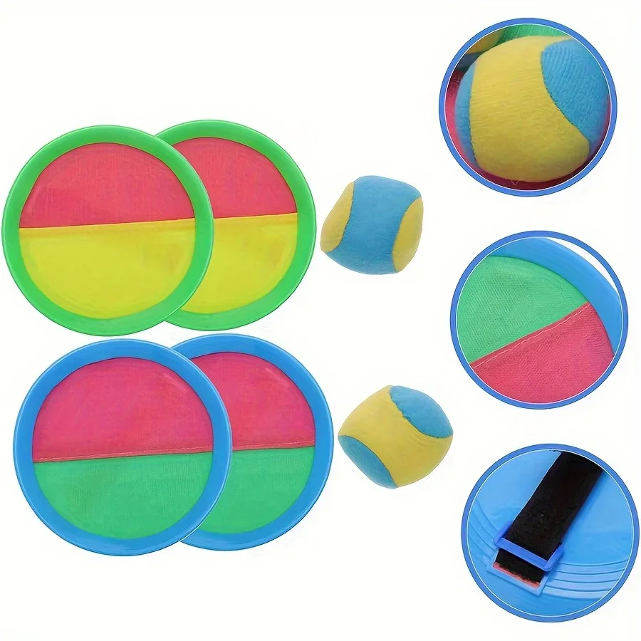 Sticky Paddle Ball Set with Soft Balls Outdoor/Indoor Catch Throw Game Fun Family Sports Activity Safe Portable Backyard JXB