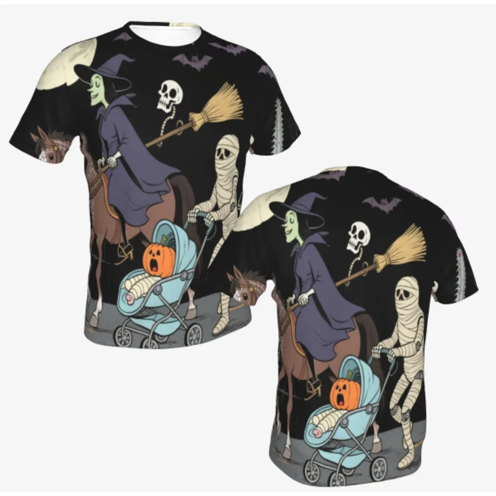 

2025 Halloween Element Theme T-shirts Men's and Women's 3D Printing Horror Zombie Quick-drying Tees Children's Summer Tops