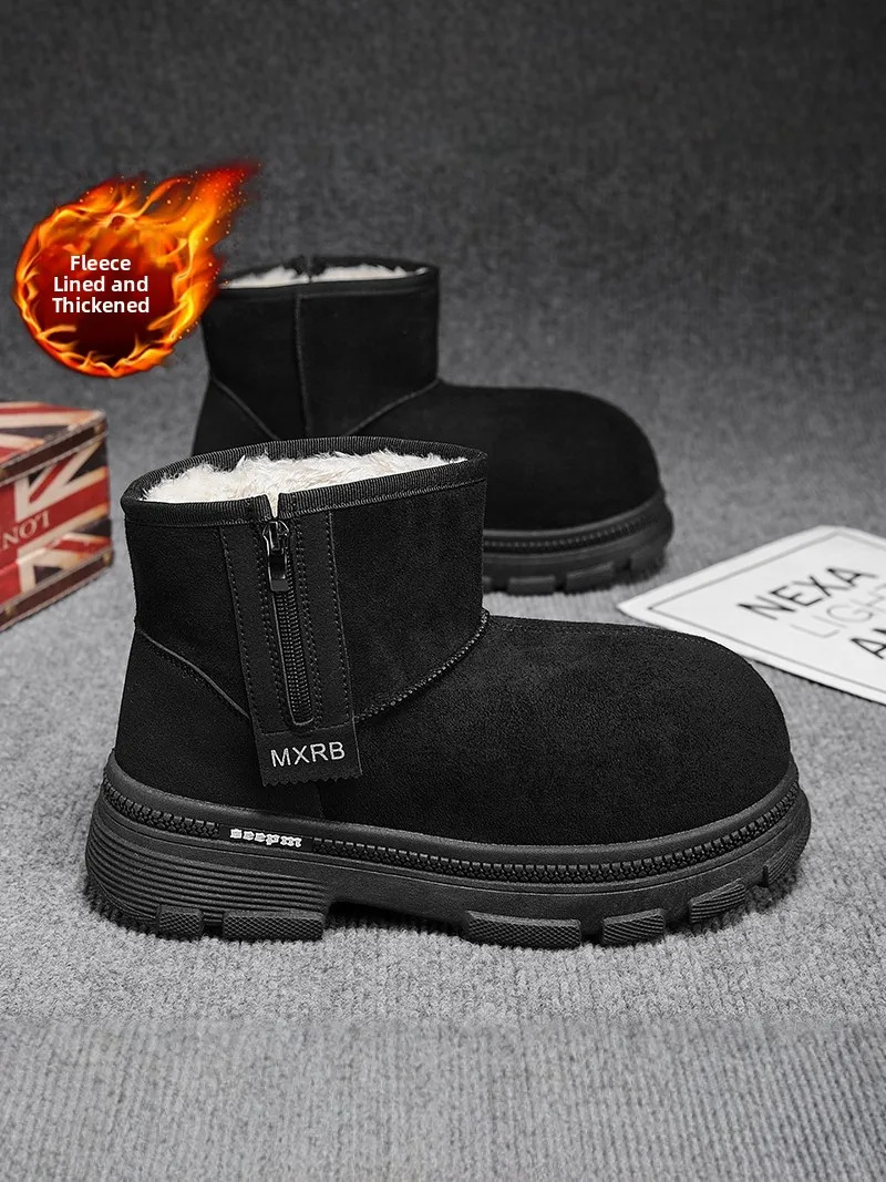 Men's Winter High-Top Boots Warm Fleece Lined Thick Bottom Cold Resistance Snow Boots Outdoor Anti-Slip Casual Cotton Shoes