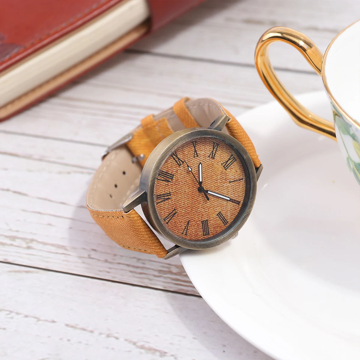 

Canvas Pattern Watch Women's Watches Delicate Quartz Wrist Fashion Earth Tones Man