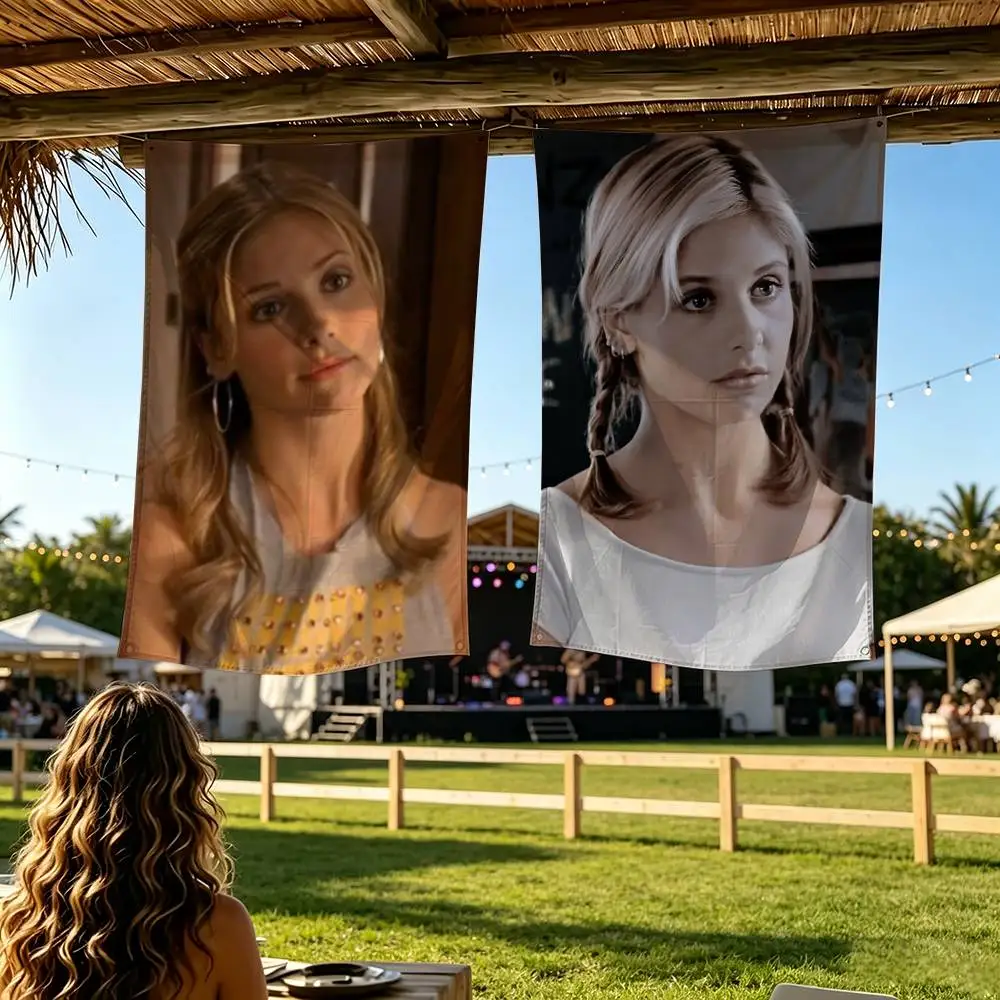 B-Buffy The Vampire Slayer Flag Digital Printing Banner for Garage Wall Out Door Decoration