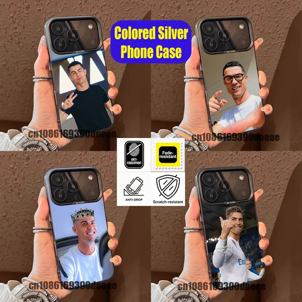 

For Cool C-Cristiano C-CR7 Phone Case iPhone 15,12,11,14,13,16,17,E,Max,Plus,Air,Pro,Mini Custom Color Silver Cover