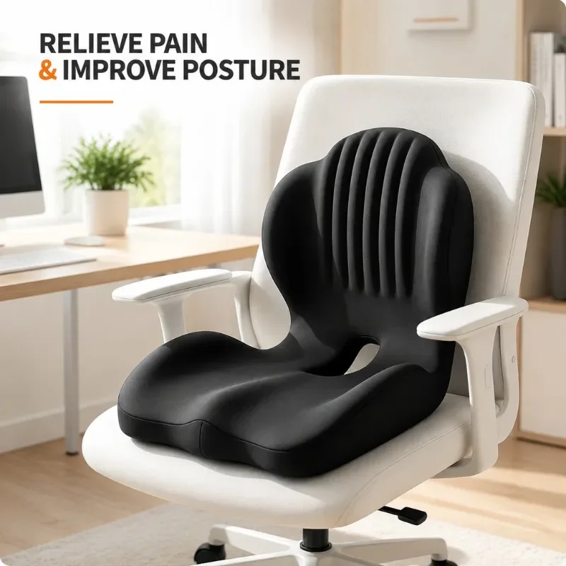 Ergonomic Coccyx Seat Pad Memory Foam Cushion Sciatica Pain Relief Posture Correction Mat for Home Office Car Wheelchair WORLDKP