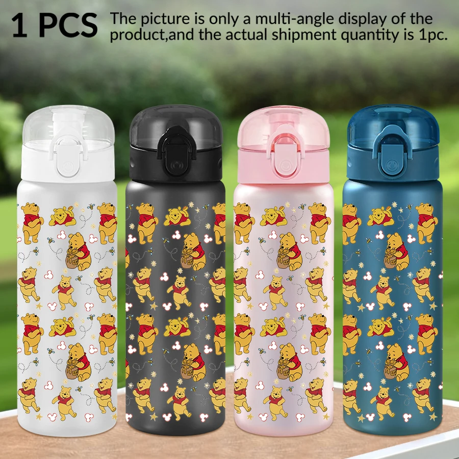 1Pc Disney  Winnie the Pooh  Flowers  Pattern 26oz Plastic Water Bottle  Outdoor Sports Water Cup Birthday/Homecoming Gift