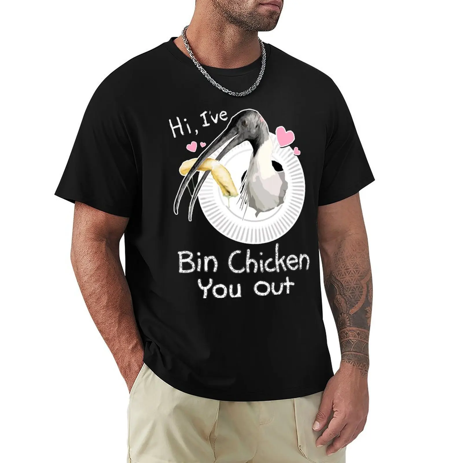 Bin Chicken You Out (pink) T-Shirt Casual Holiday Short Sleeve Tee