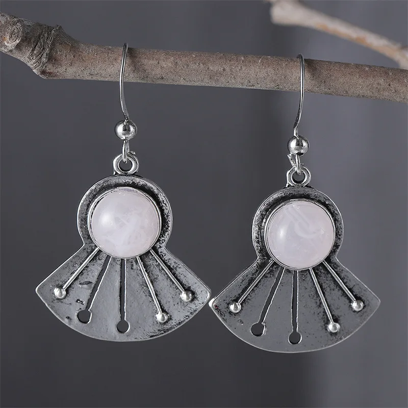 

DIY accessories Retro old zinc alloy earrings pendant temperament simple geometric hollow earrings design sense niche light luxu