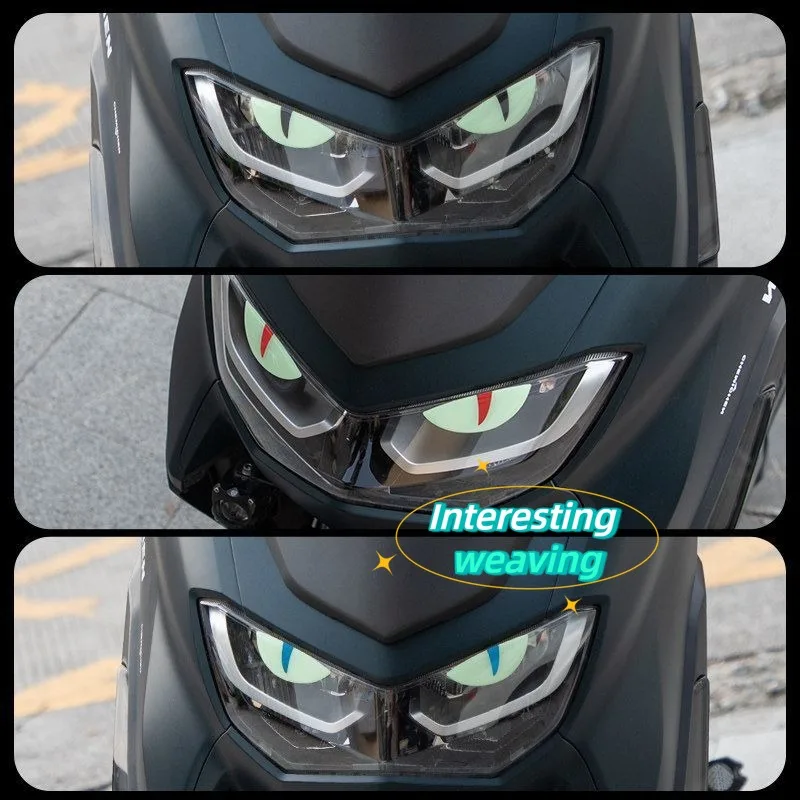 3D Devil's Eye Luminous Stickers Motorcycle Helmets Night Light Decor Cute Eyes Vinyl Decal Reflective Stickers Accessories