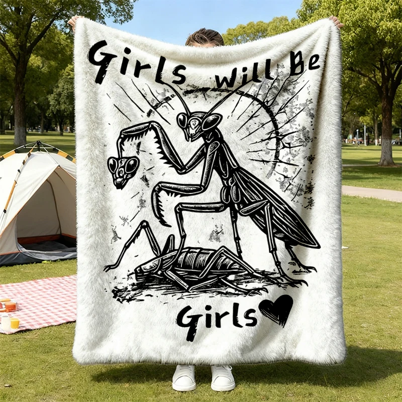 Feminist Praying Mantis Graphic Flannel Blanket Will Be Flannel Throw