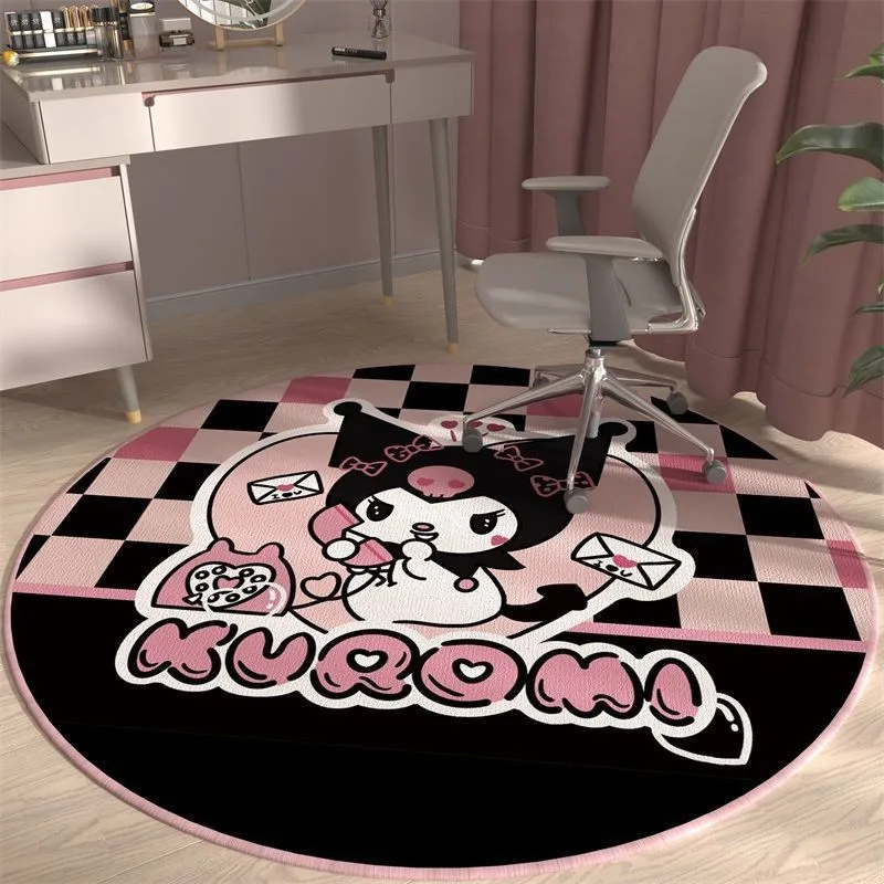 80-140cm Anime Sanrio Kuromi Pachacco Round Carpet Bedside Blanket Bedroom Doormat Non-slip Floor Mat Home Living Room Decor Rug