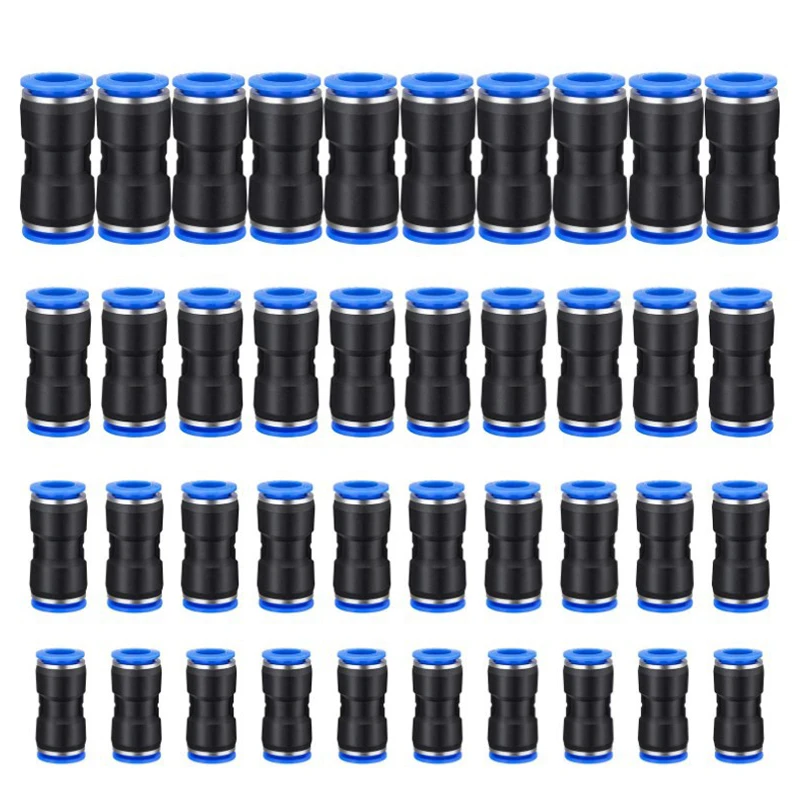 30 40 50 60 76pcs Pneumatic Fittings Straight Push in Plastic Connector 6 8 10 12mm PU Air Hose Tube Set