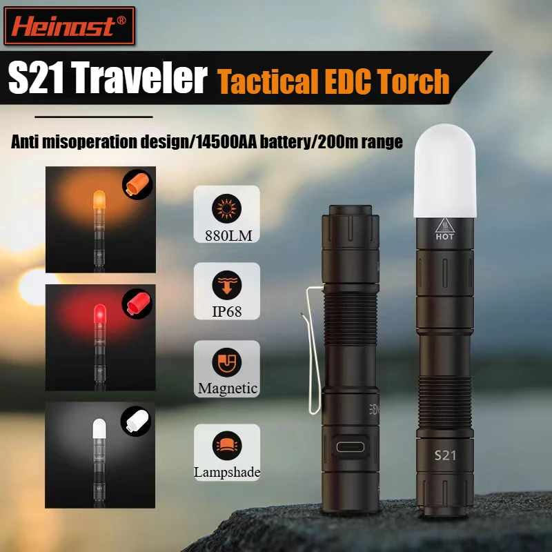 AA 14500 Flashlight Torch 800 Lumen Outdoor Keychain Mini Flashlight Tail Switch TYPE-C Rechargeable 200 Meters Flashlight