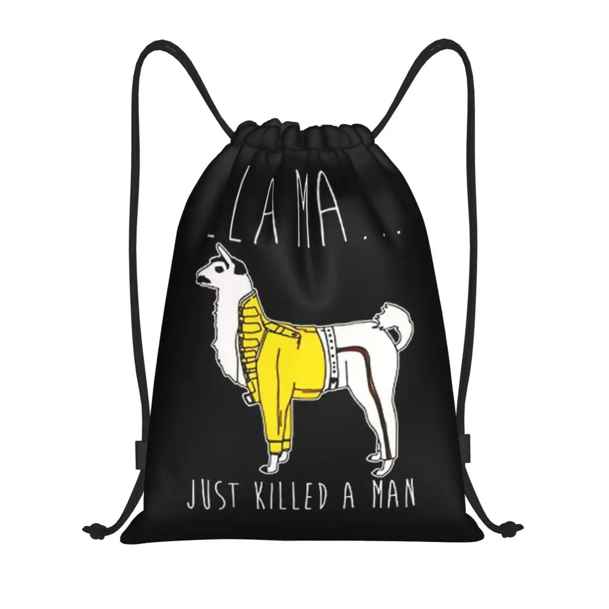 Custom Name Waterproof Outdoor Beach Swimming Sports Drawstring Backpack LLAMA JUST KILLED A MAN Organizer Gym Storage Bag