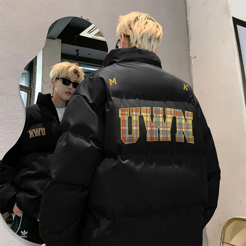 

Мужская зимняя куртка свободного кроя из хлопка с принтом в стиле Hong Kong, новинка, модная, повседневная