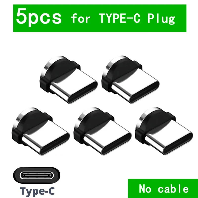 1-5PCS Round Magnetic Cable plug Type C Micro USB C Plugs Fast Charging Phone Magnet Charger Plug For iPhone 1m line chargering