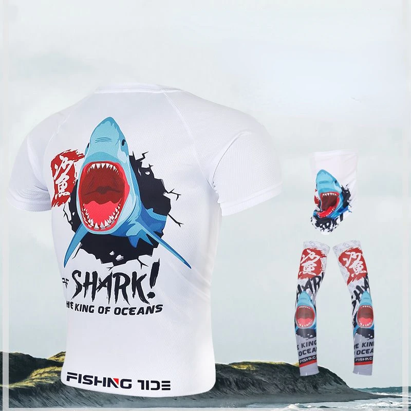 

Summer Fishing Outdoor Short-sleeve T-shirt Quick-drying Breathable Anti-uv Arm Guard Headscarf Sea Fishing Accessory