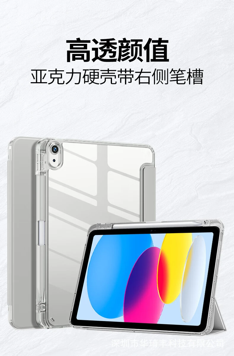 Dreifach Faltbare Acryl-Hülle mit Stifthalter für iPad Air 6 Pro 11 Mini 7 10. Generation – Detail 1
