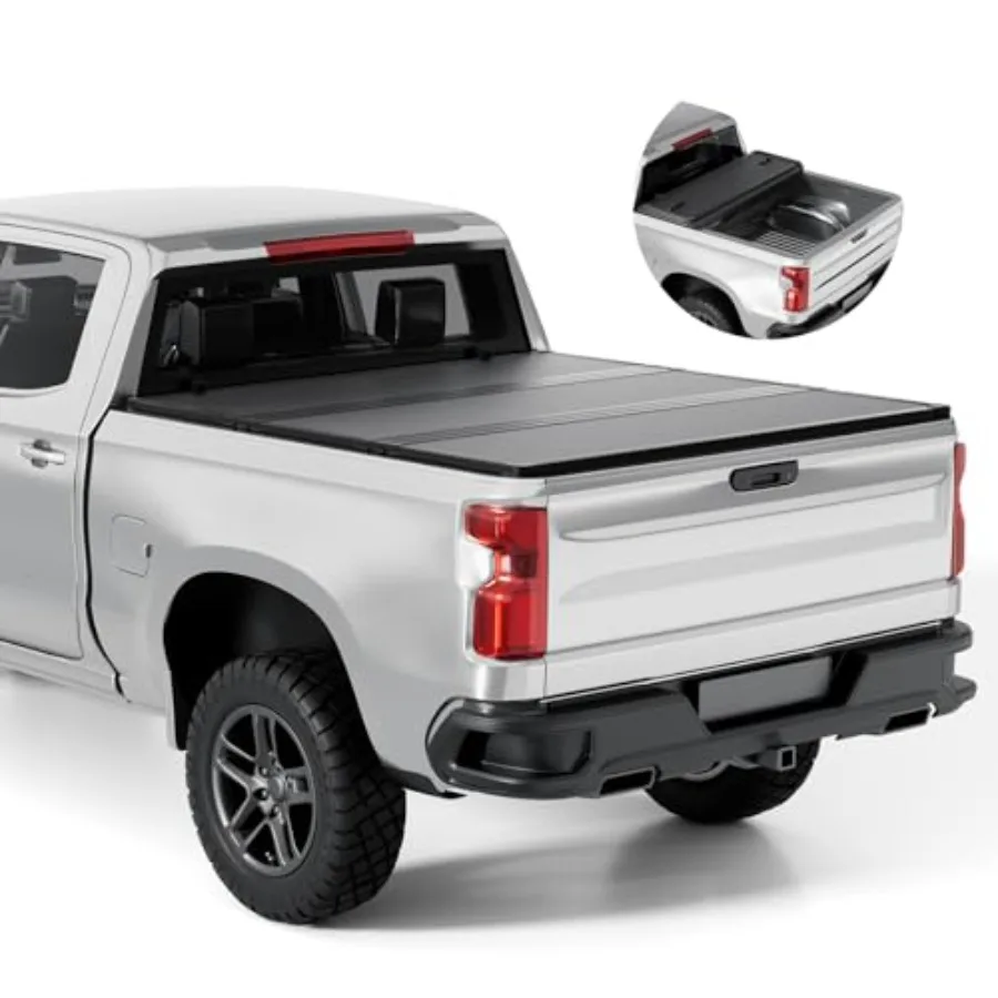 

Жесткий складной чехол из FRP для грузовика, совместимый с 20192026 Chevy Silverado GMC Sierra 5 футов, 8 кроватью 69,6, тройной стиль