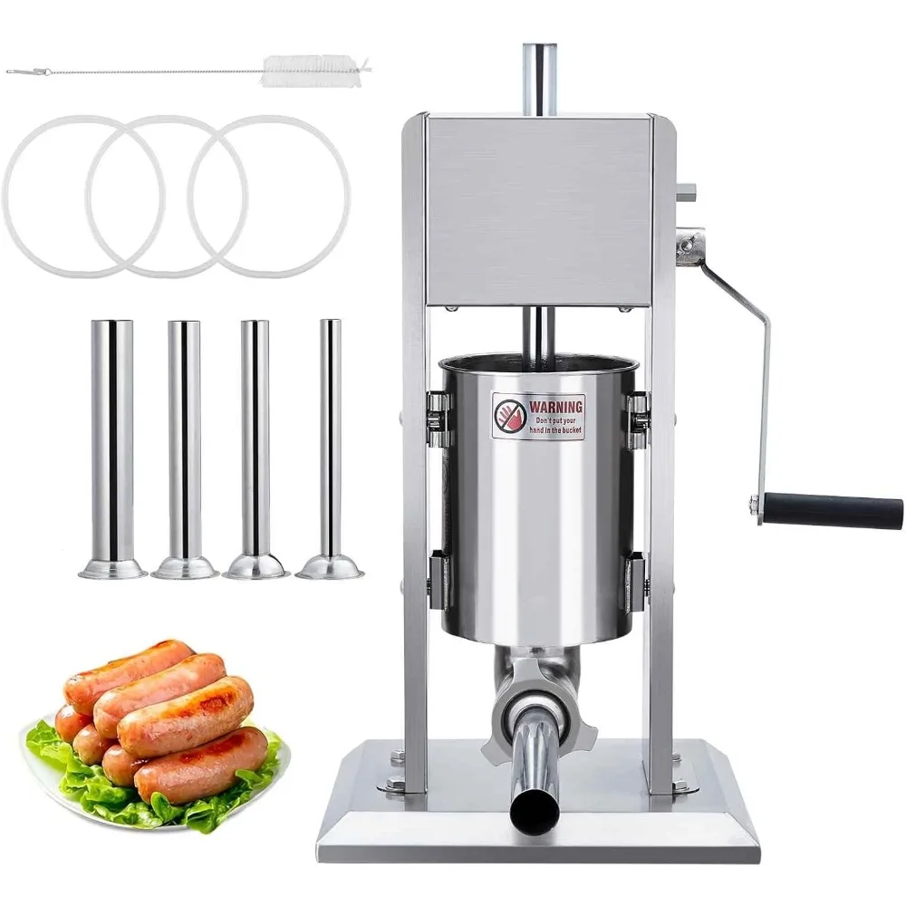 

Manual 7LB/3L Sausage Maker Machine, Meat Stuffer with Dual Speed, Stainless Steel Heavy Duty Sausage Filler