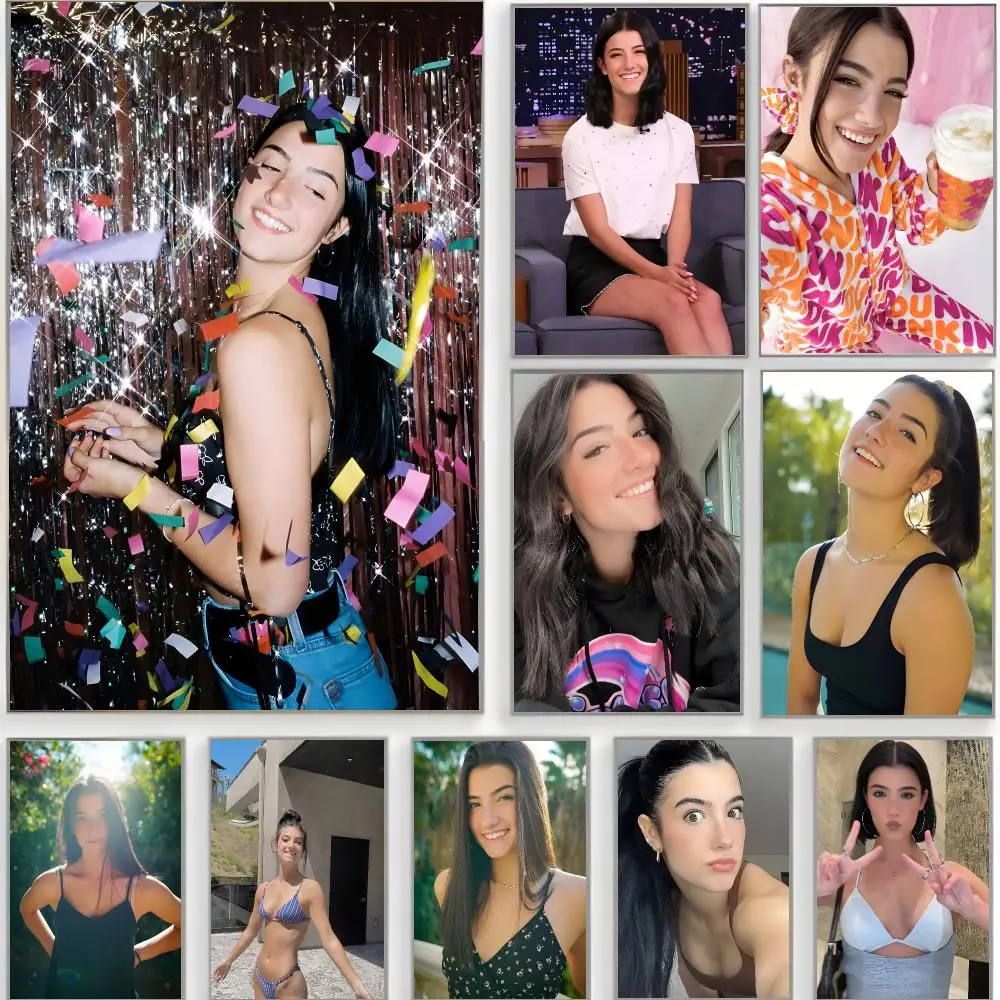 social influencer c-charli damelio Poster Classic Wall Art  Home Decor  Peel and Stick Unframed