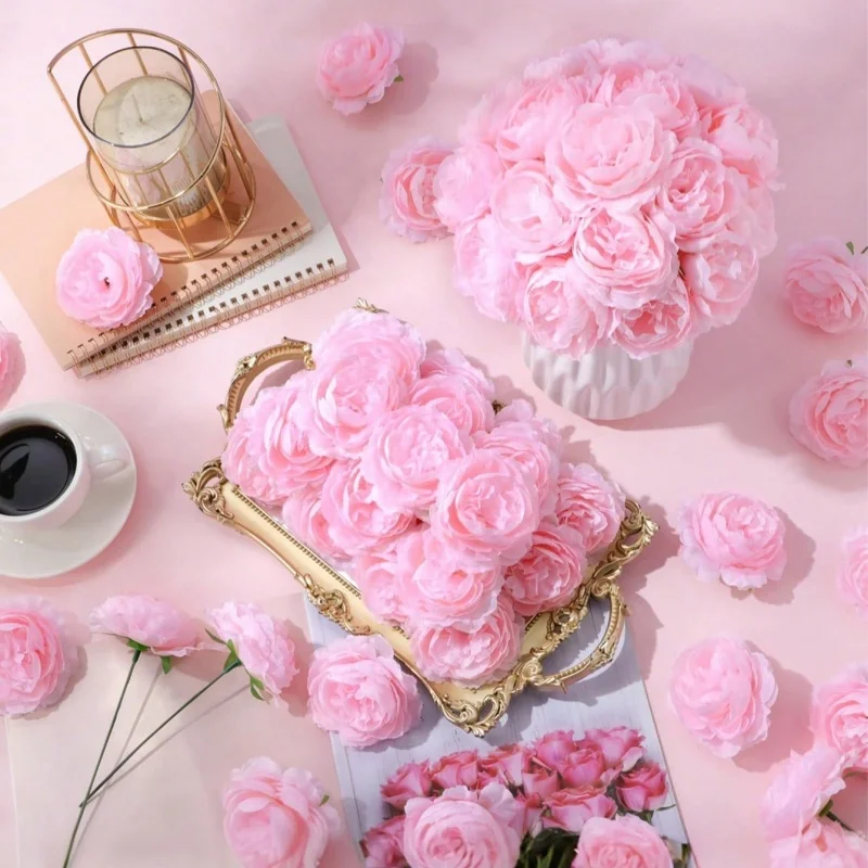5/10 قطعة باقة الزهور الاصطناعية الورد الحرير ورد صناعي للمنزل ديكور حديقة الزفاف العروس الديكور في الهواء الطلق زهرية حلية