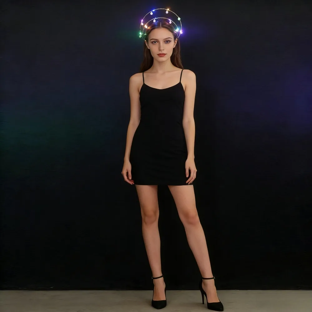 

Светящаяся корона богини, золотой ангельский ореол, повязка на голову с жемчугом, для дня рождения, Рождества, Хэллоуина