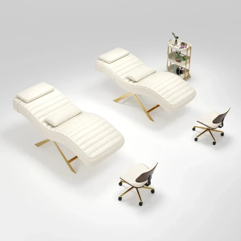 Stainless Steel Base Hydrotherapy Facial Bed with Curved Surface for Eyelash Treatments