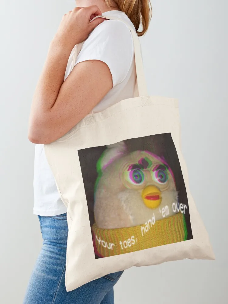 

long furby give him your toes Tote Bag bags woman 2025 Canvas stote bag Custom bag Fabric