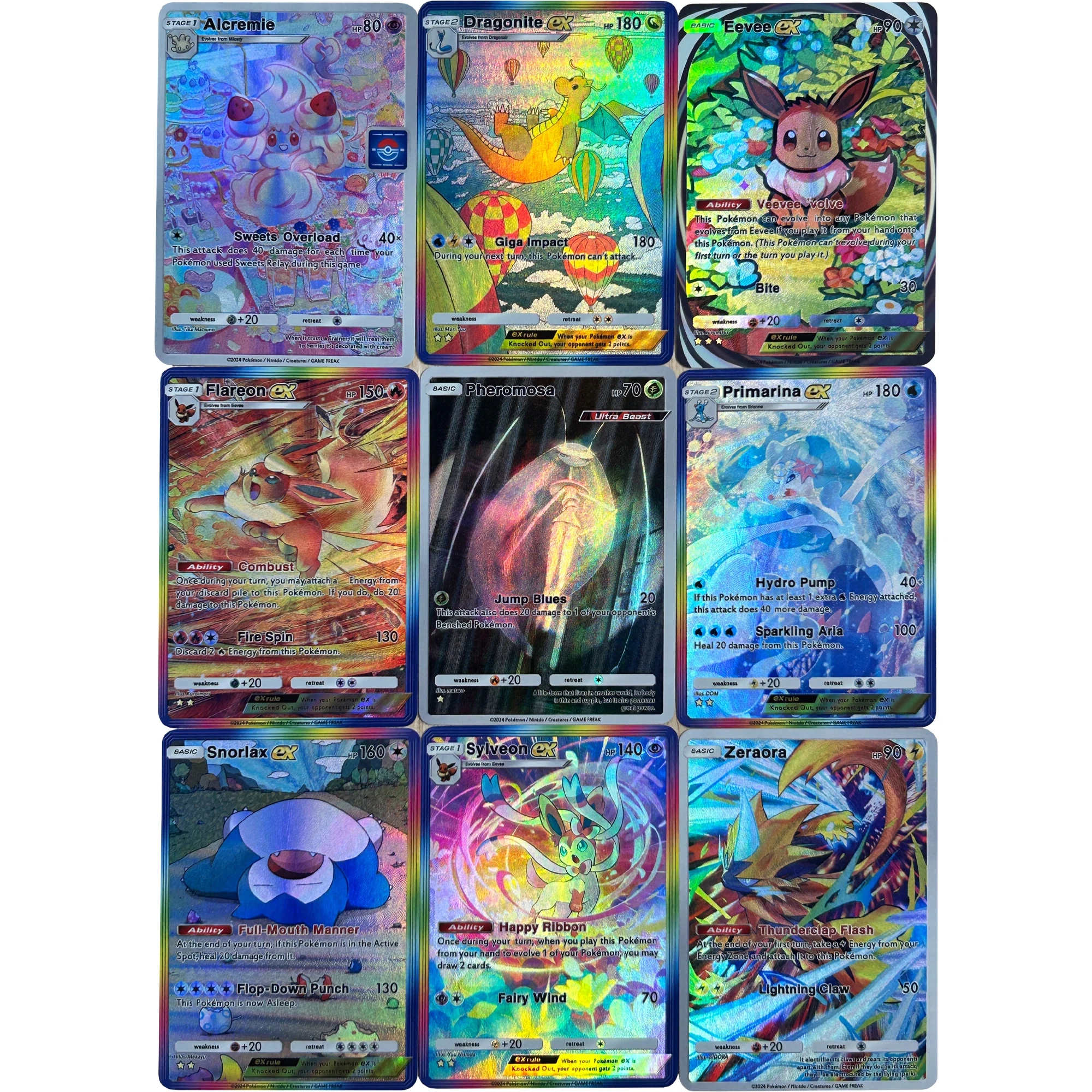 

9 шт./компл. Diy PTCG POCKET серии Eevee Sylveon Snorlax Dragonite английская текстура флэш-карта классические аниме коллекционные карты игрушки