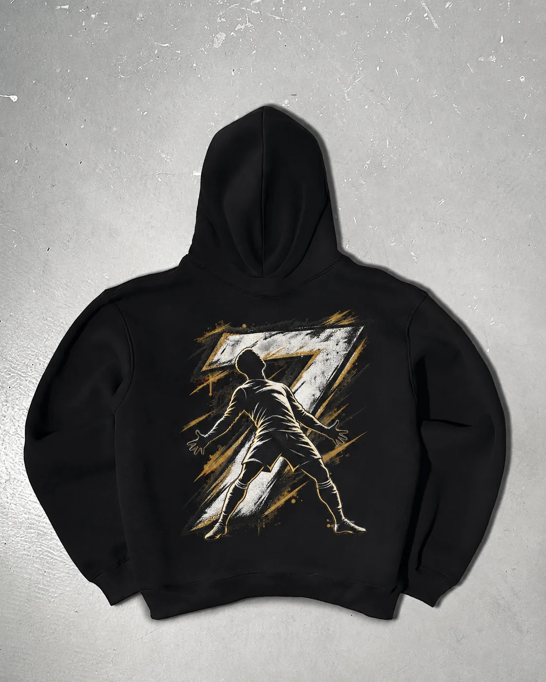 Men‘s #7 Soccer Graphic Hoodie Black Back Football Player Print Hooded Sweatshirt Casual Streetwear Pullover Fan Sport Hoodie