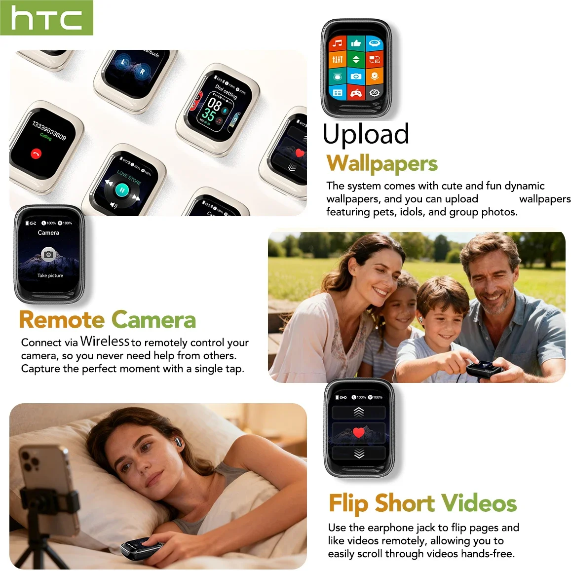 HTC NE48 سماعات بلوتوث AI TWS شاشة تعمل باللمس سماعات لاسلكية رياضية AI مترجم سماعات أذن ذكية Activebuds